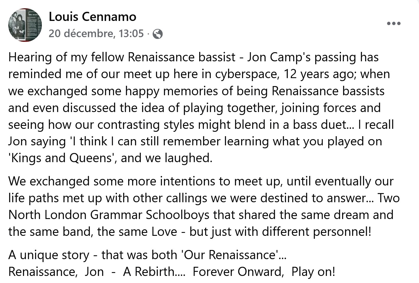 Hommage a Jon Camp